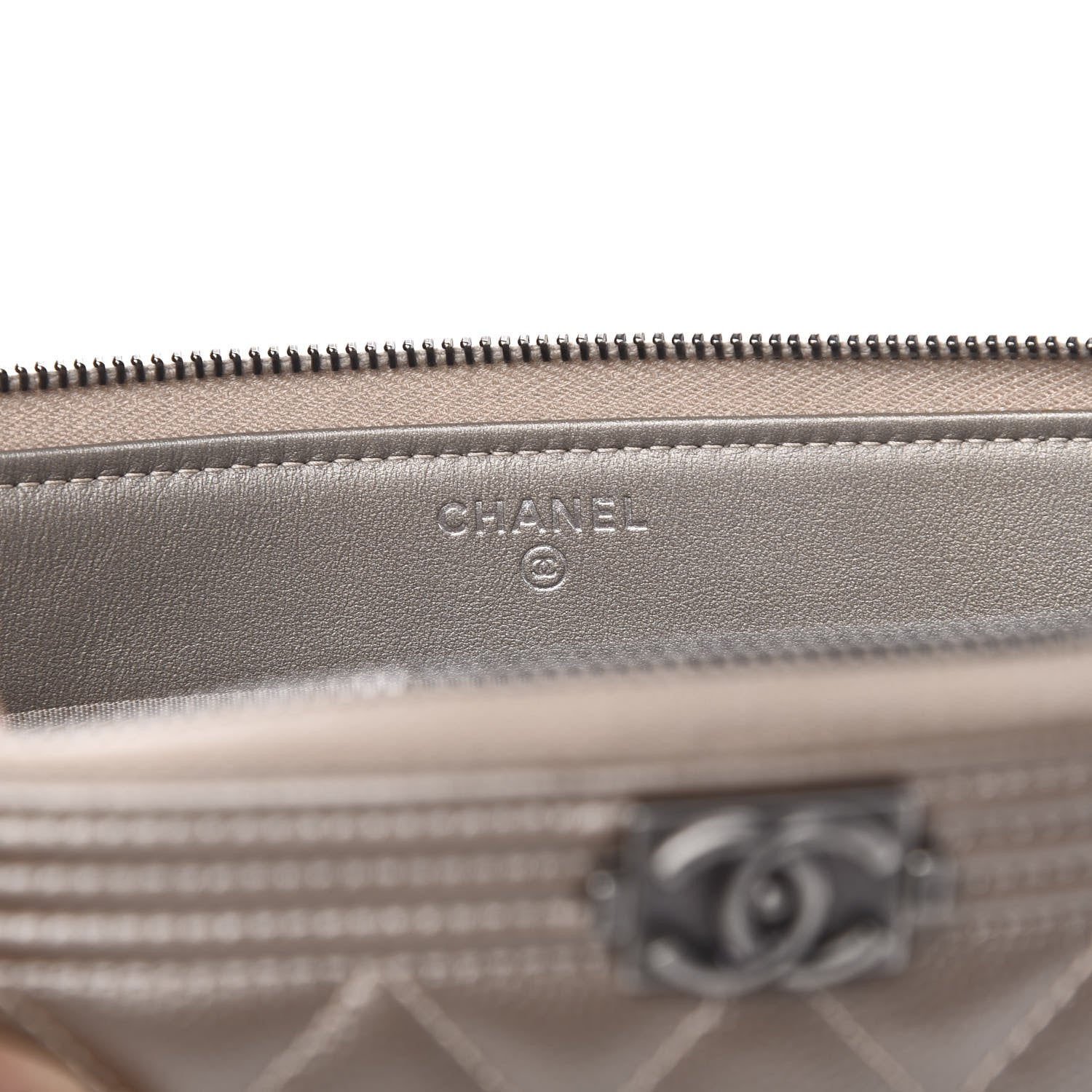 Chanel Metallic Caviar Quilted Small Zipped Boy Pouch Copper 6 of 12