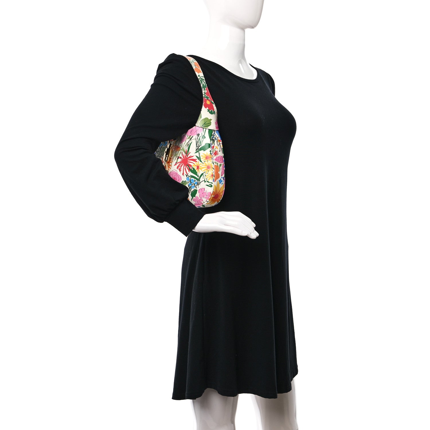 Gucci X KEN SCOTT New Shangai Calfskin Jardin D'Avril Floral Print Small Jackie 1961 Hobo Ivory Pink 2 of 8