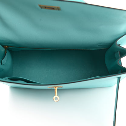 Hermes Epsom Kelly Sellier 32 Bleu Atoll 9 of 23