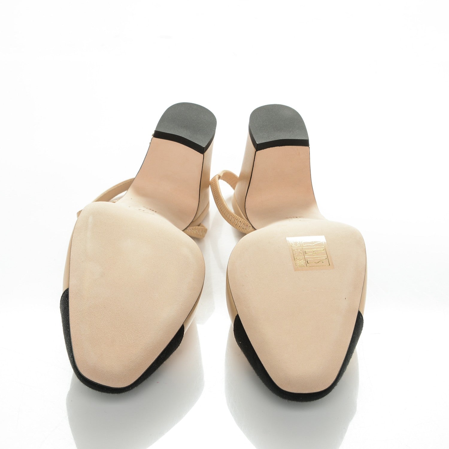 Chanel Goatskin Grosgrain Cap Toe CC Slingback Sandals 36.5 Beige Black 5 of 7