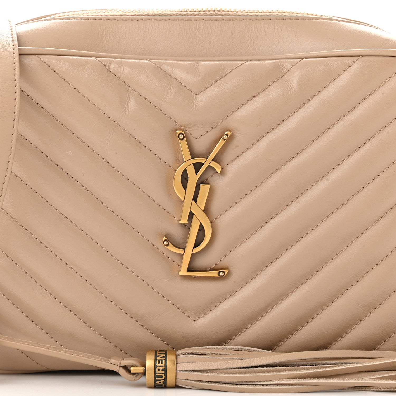 Saint Laurent Calfskin Matelasse Monogram Lou Camera Bag Dark Latte 8 of 16