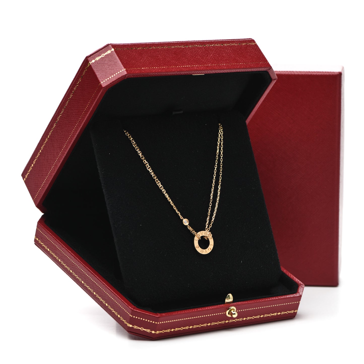 18K Yellow Gold 2 Diamond LOVE Necklace