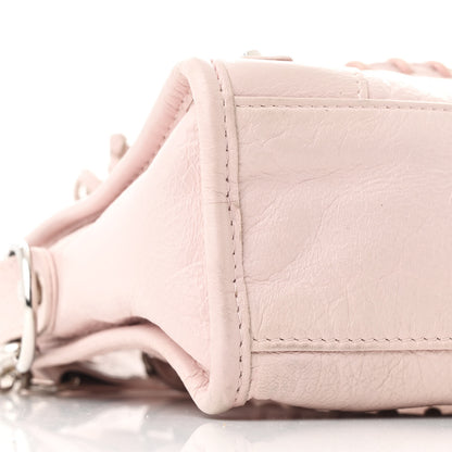 Balenciaga Agneau Classic Silver Hardware Mini City Logo Strap Light Rose White 11 of 13