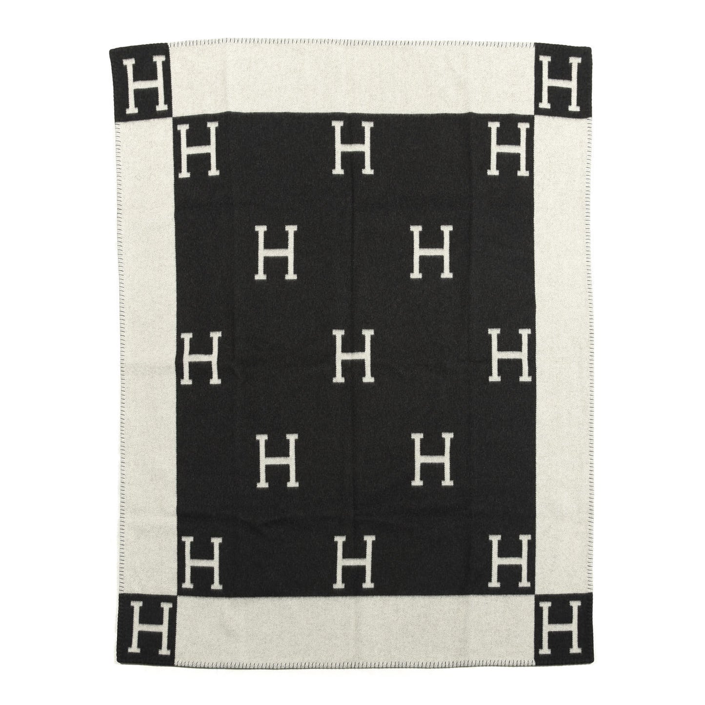 Wool Cashmere Avalon Blanket Ecru Gris Fonce