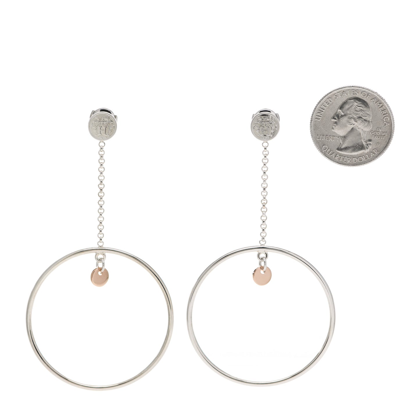 Sterling Silver 18K Rose Gold PM Ex-Libris Hoop Earrings
