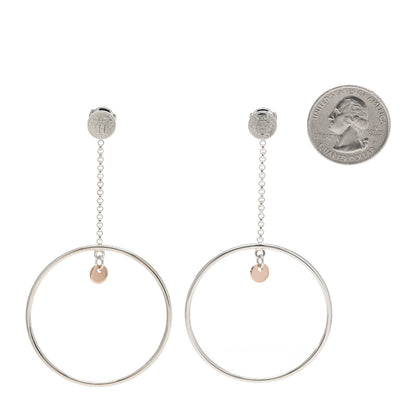Hermes Sterling Silver 18K Rose Gold PM Ex-Libris Hoop Earrings 2 of 6