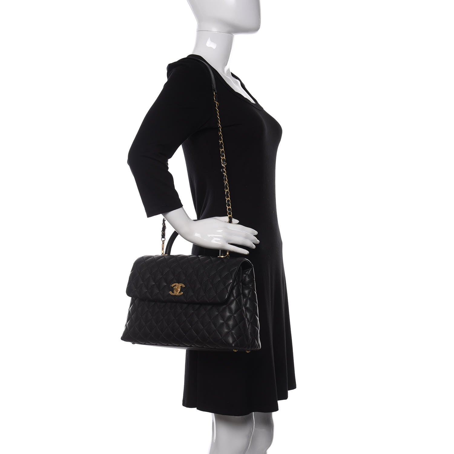 Chanel Caviar Quilted Medium Coco Handle Flap Black 2 of 10