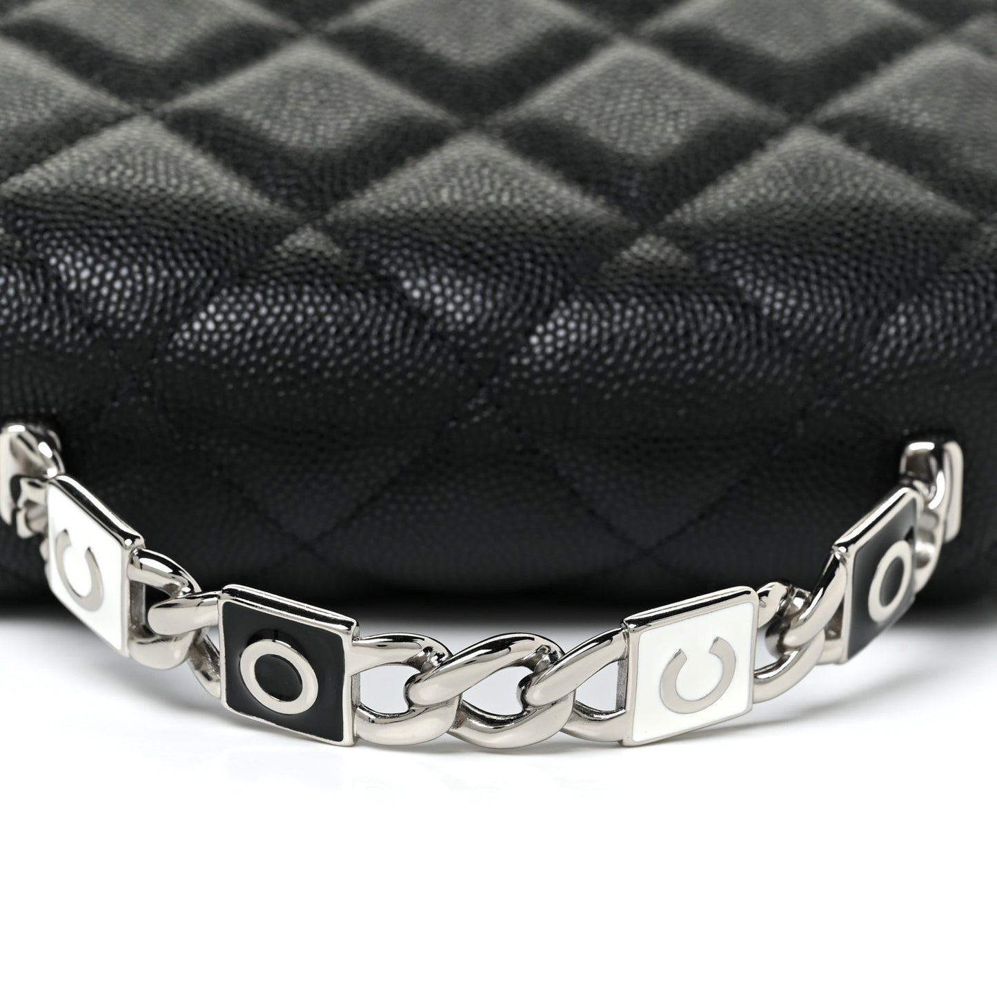 Caviar Quilted Pick Me Up Clutch With Chain Black