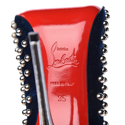 Christian Louboutin Velvet Specchio Billy 120 Spike Pumps 35 Silver Eclipse 6 of 10