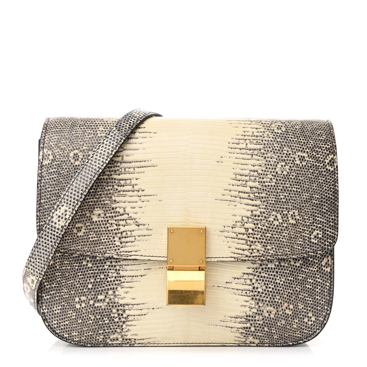 Celine Lizard Medium Classic Box Flap Bag Natural 1674604