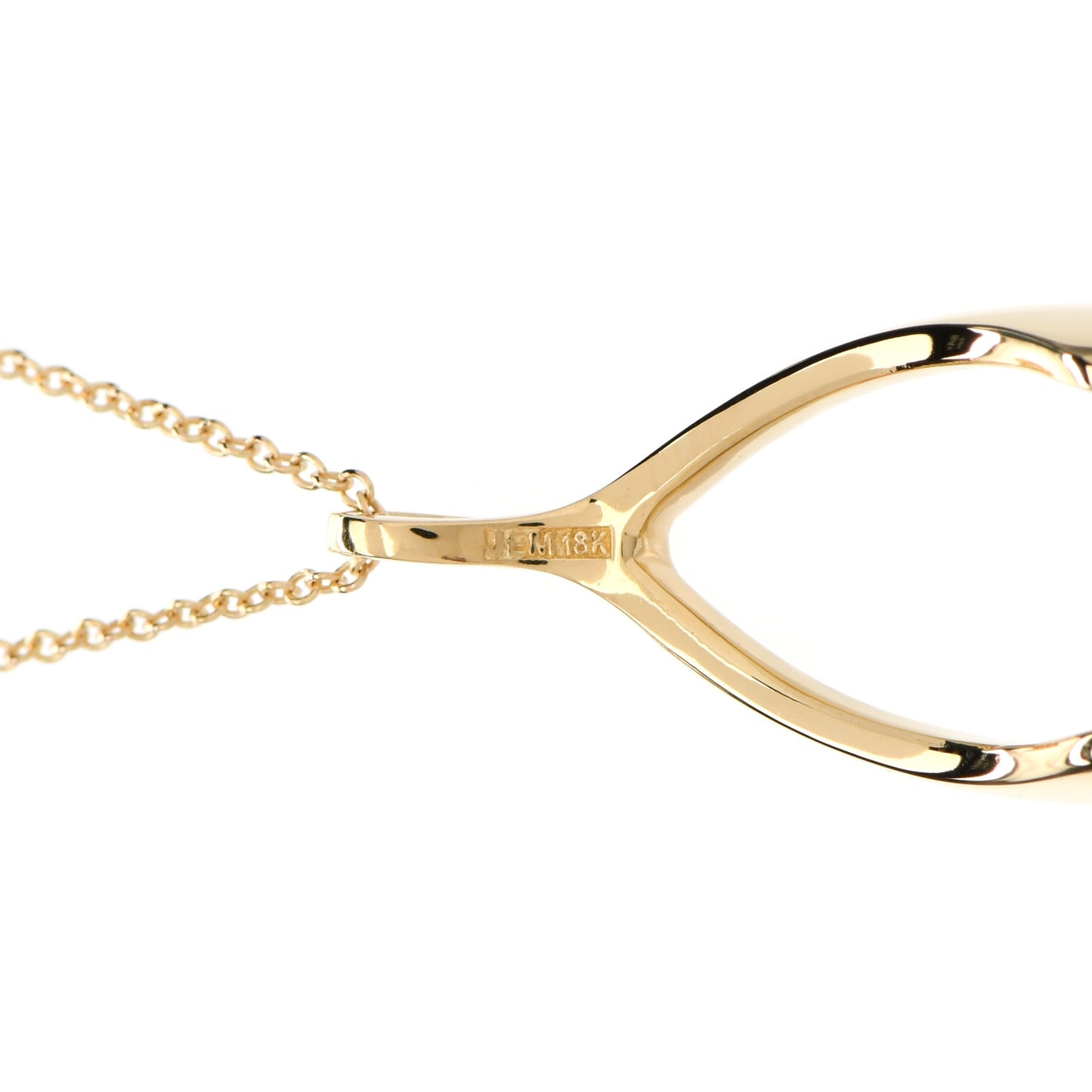 18K Yellow Gold Wishbone Pendant Necklace