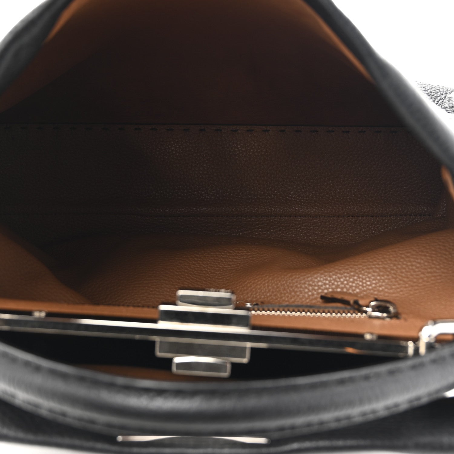 Fendi Cuoio Romano Selleria Bi-Color Large Peekaboo Iconic Satchel Black Mou 5 of 12