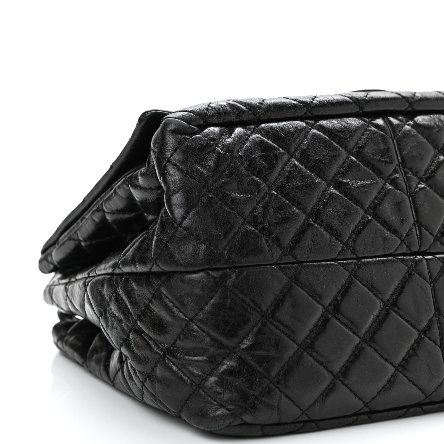 Chanel Metallic Aged Calfskin Quilted Reissue 2.55 Accordion Flap Black 10 of 11