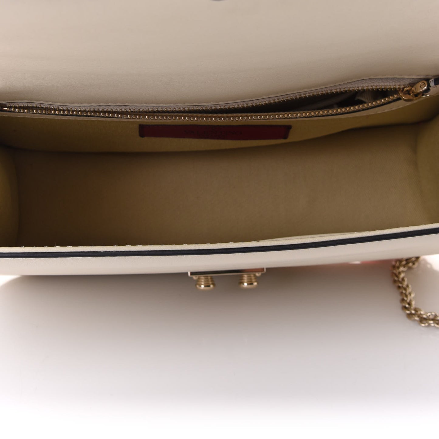 Vitello Medium Glam Lock Rockstud Flap Fuxia Fluo Light Ivory