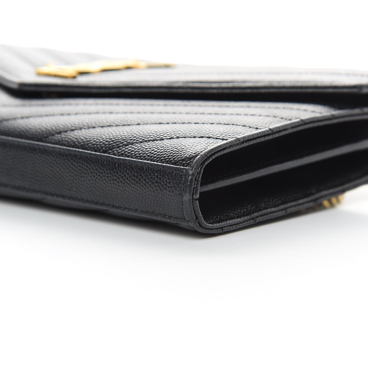 Grain De Poudre Matelasse Chevron Monogram Chain Wallet Black