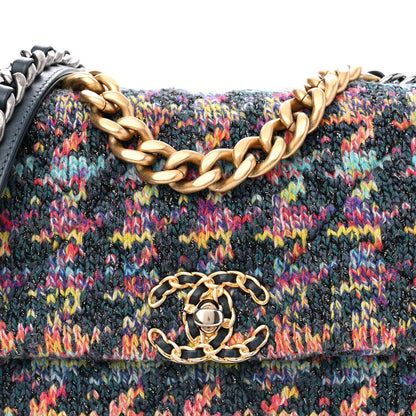Chanel Tweed Quilted Medium Chanel 19 Flap Dark Multicolor 8 of 10