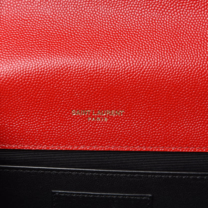 Saint Laurent Grain De Poudre Medium Monogram Kate Satchel Bandana Red 6 of 9