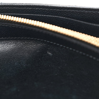 Saint Laurent Grain De Poudre Matelasse Chevron Monogram Chain Wallet Black 10 of 11