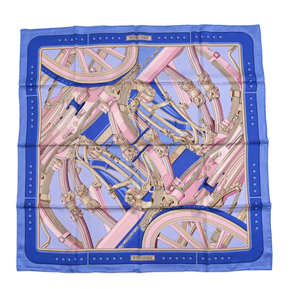 Hermes Silk Rythmes Du Monde 90 Soie Rose Bleu 1 of 3