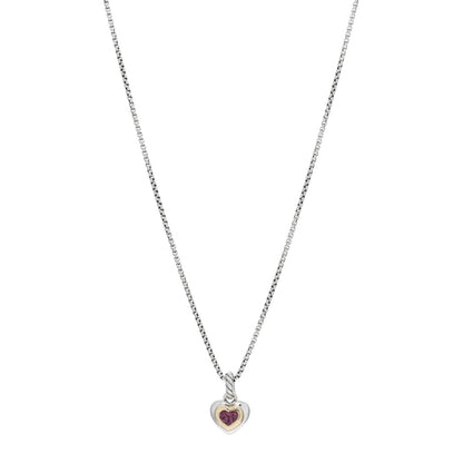 David Yurman DAVID YURMAN Sterling Silver 18K Yellow Gold Rhodolite Garnet Petite Cable Heart Pendant Necklace 1 of 5
