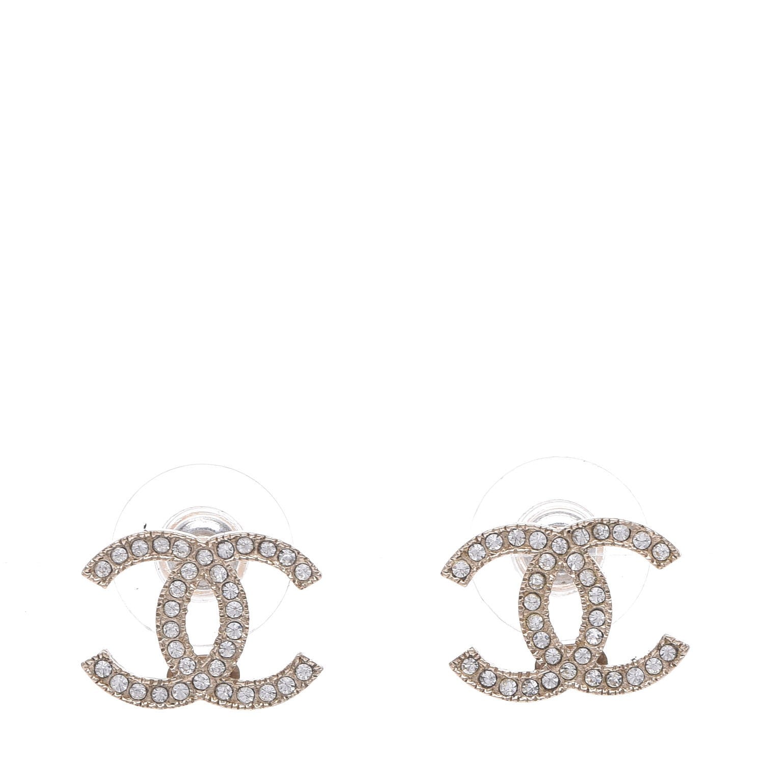 Chanel Crystal CC Earrings Gold 1 of 4