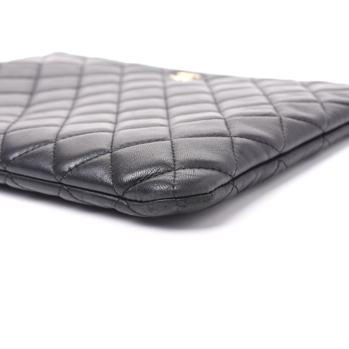 Lambskin Quilted Medium Cosmetic Case Black