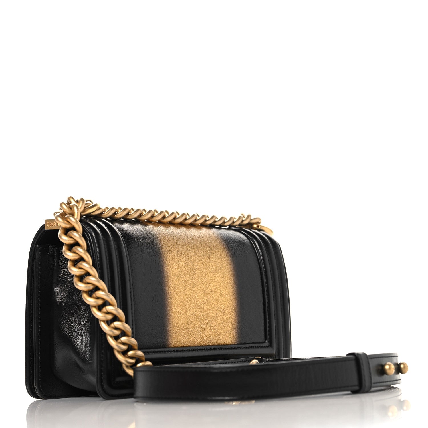 Chanel Metallic Glazed Calfskin Small Boy Flap Black Gold 1811806