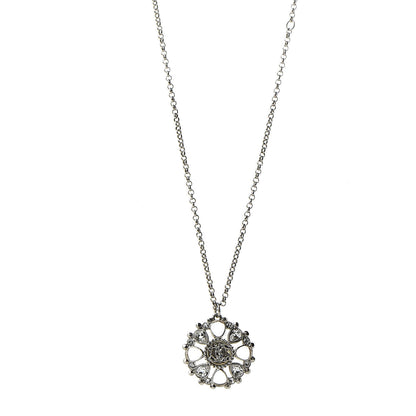 Chanel Gripoix Poured Glass Crystal CC Necklace Silver 1 of 6