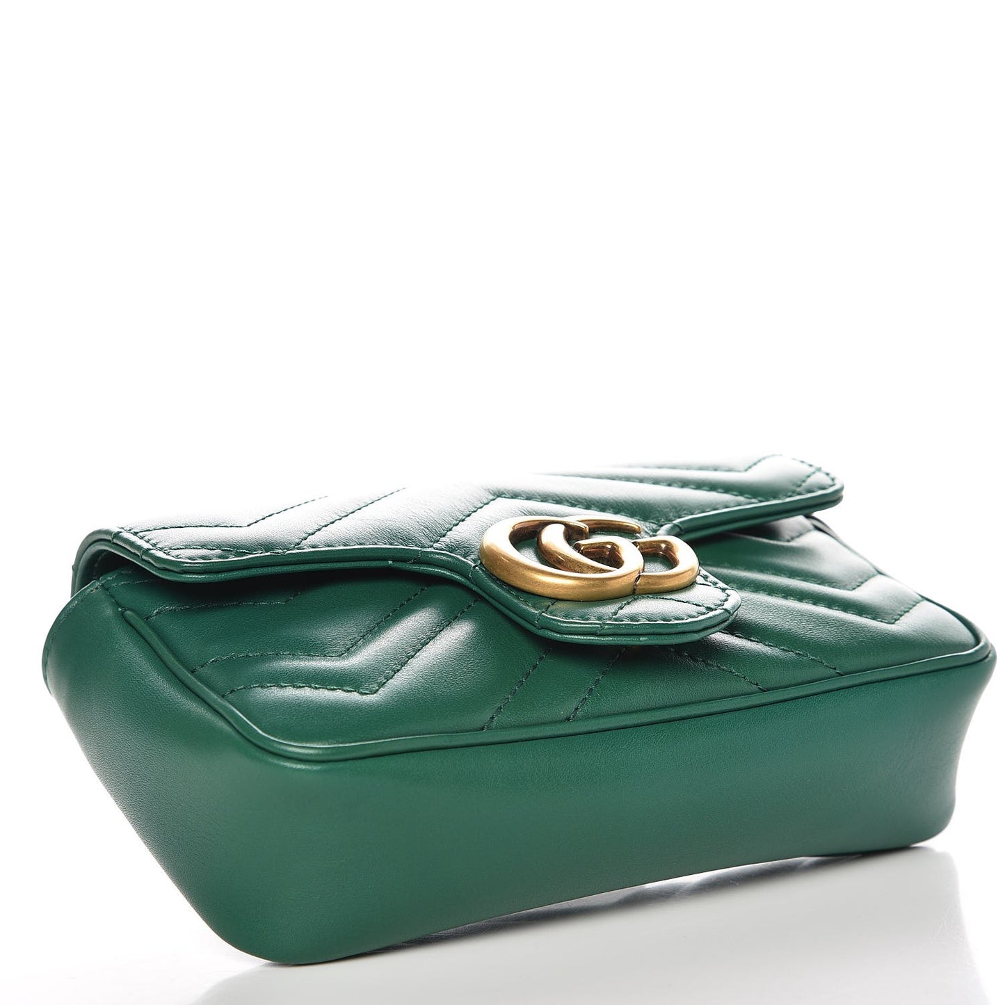 Calfskin Matelasse Super Mini GG Marmont Shoulder Bag Emerald Green