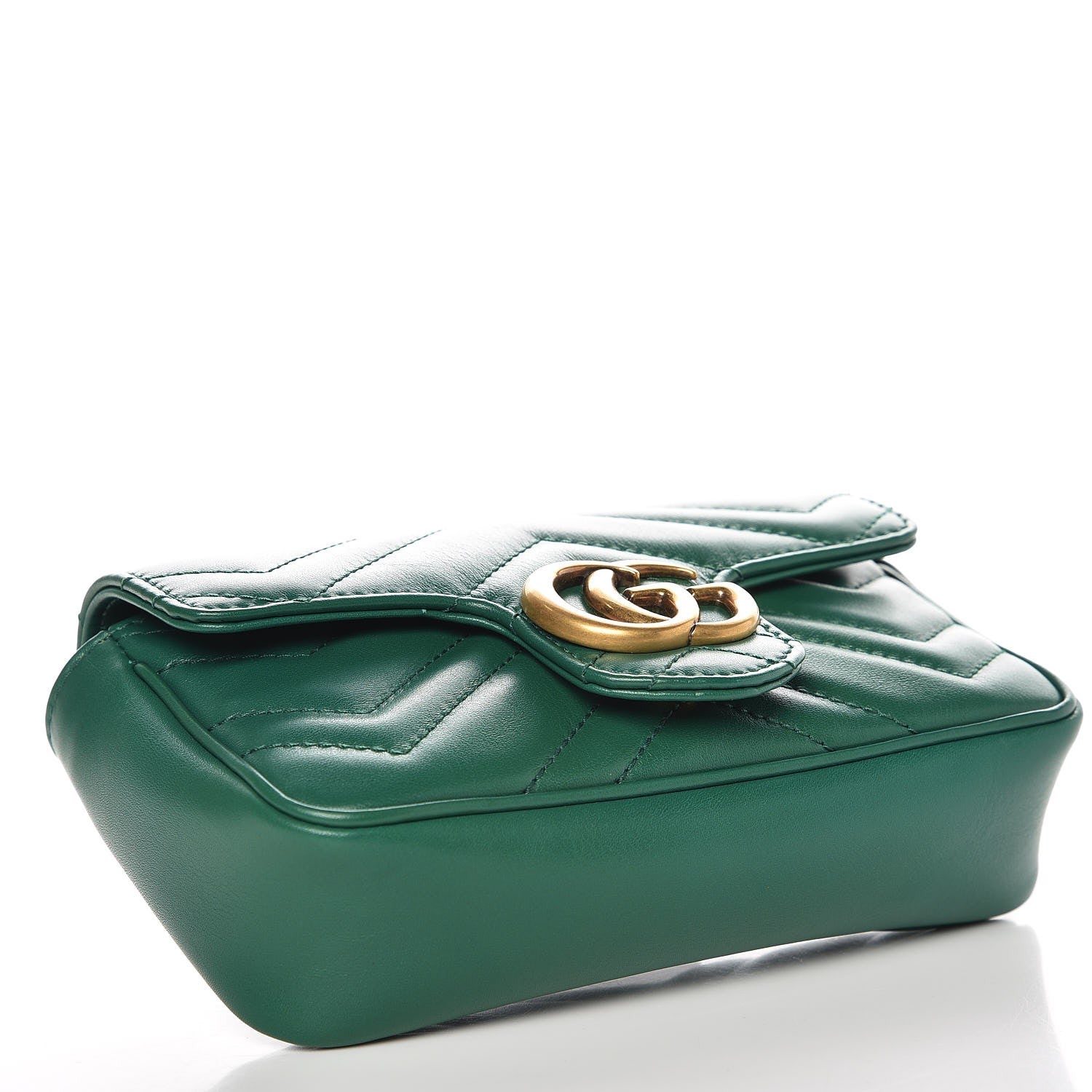 Gucci Calfskin Matelasse Super Mini GG Marmont Shoulder Bag Emerald Green 5 of 9