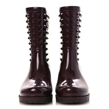 Valentino Garavani Rubber Rockstud Short Rainboots 40 Rubin 3 of 13