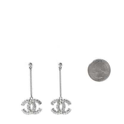 Chanel Baguette Crystal CC Drop Earrings Silver 2 of 4