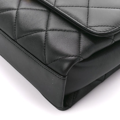 Chanel Lambskin Quilted CC Crystal Logo Chain Flap Black 11 of 12