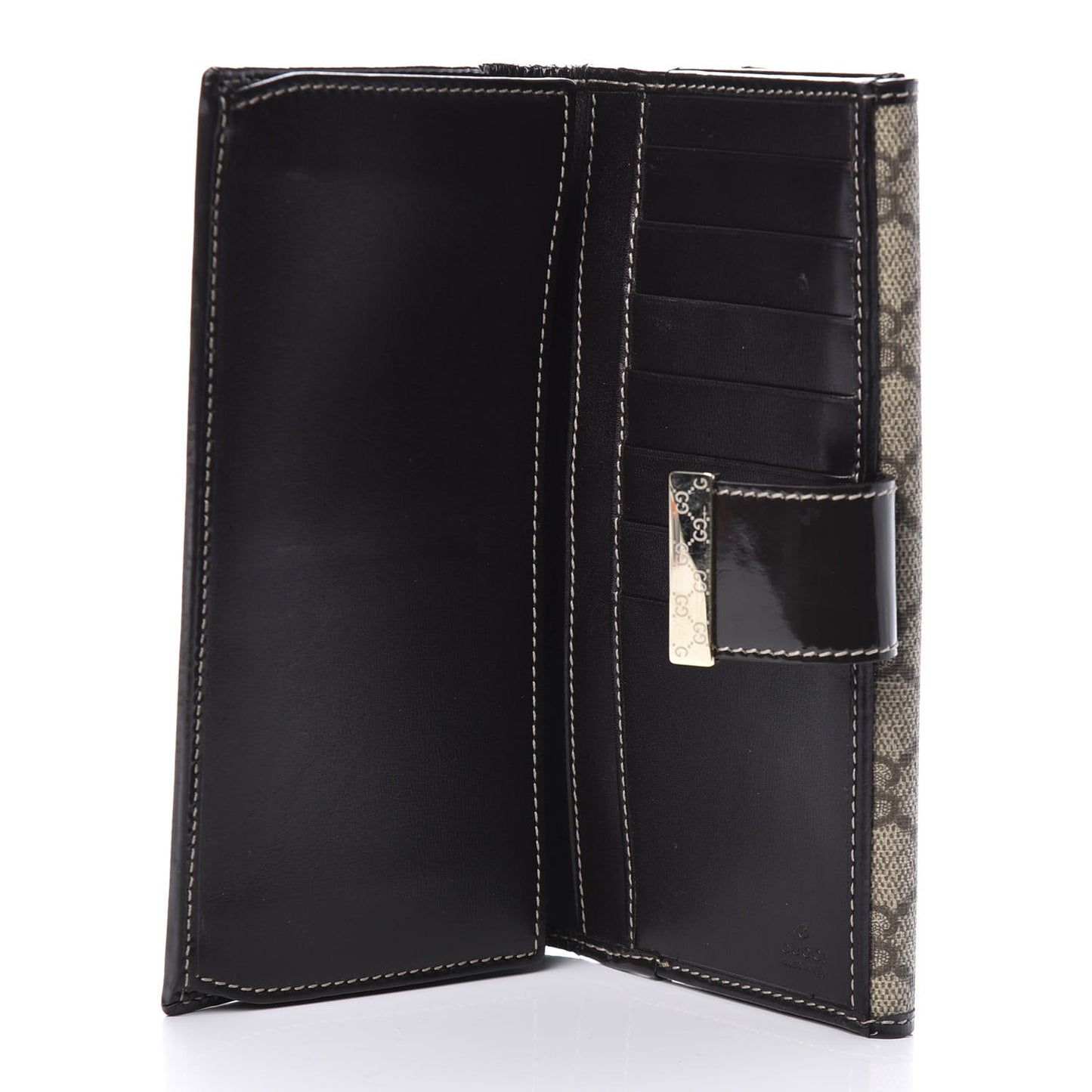 GG Plus Monogram Icon Bar Continental Flap Wallet Dark Brown