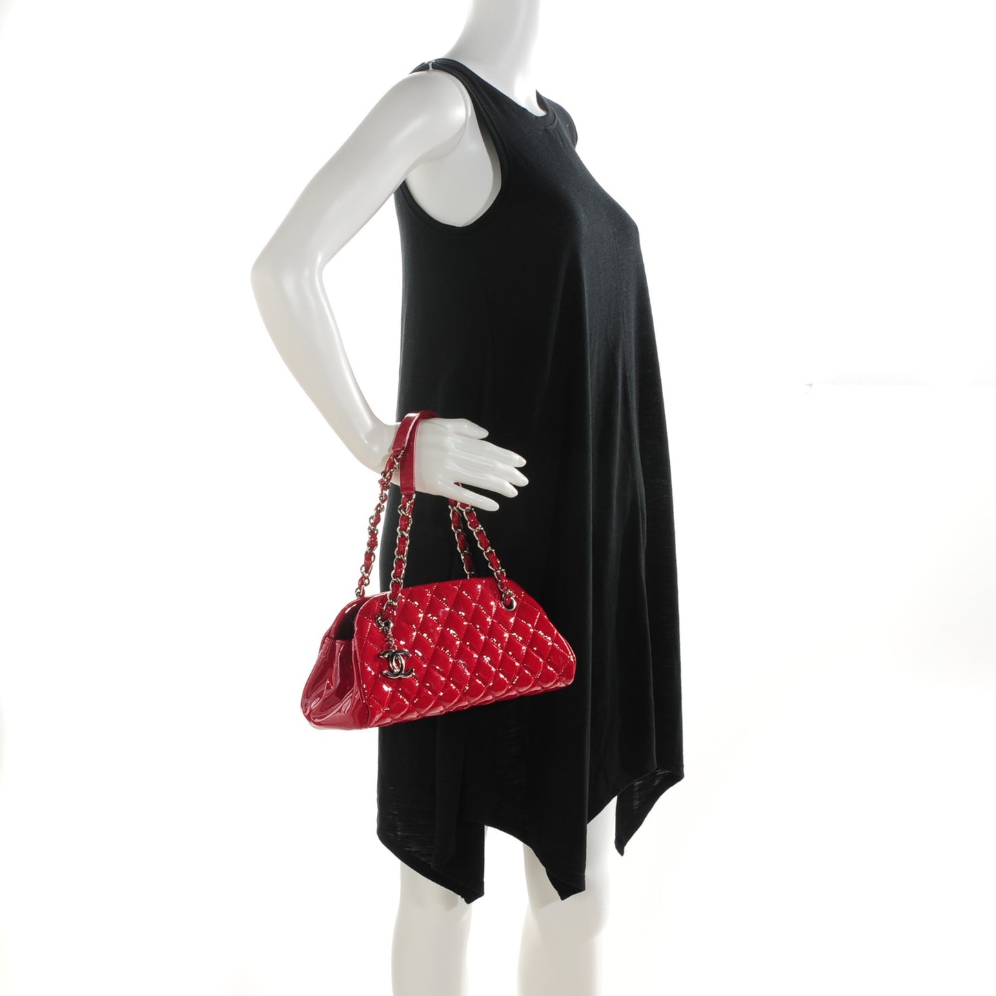 Patent Quilted Small Just Mademoiselle Bowling Bag Red