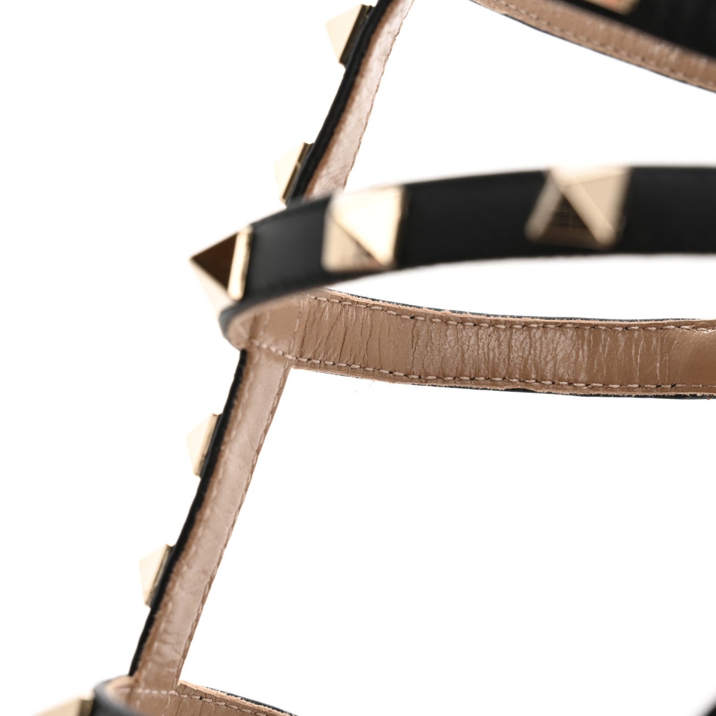 Calfskin Nappa Rockstud Gladiator 70mm Sandals 38.5 Black