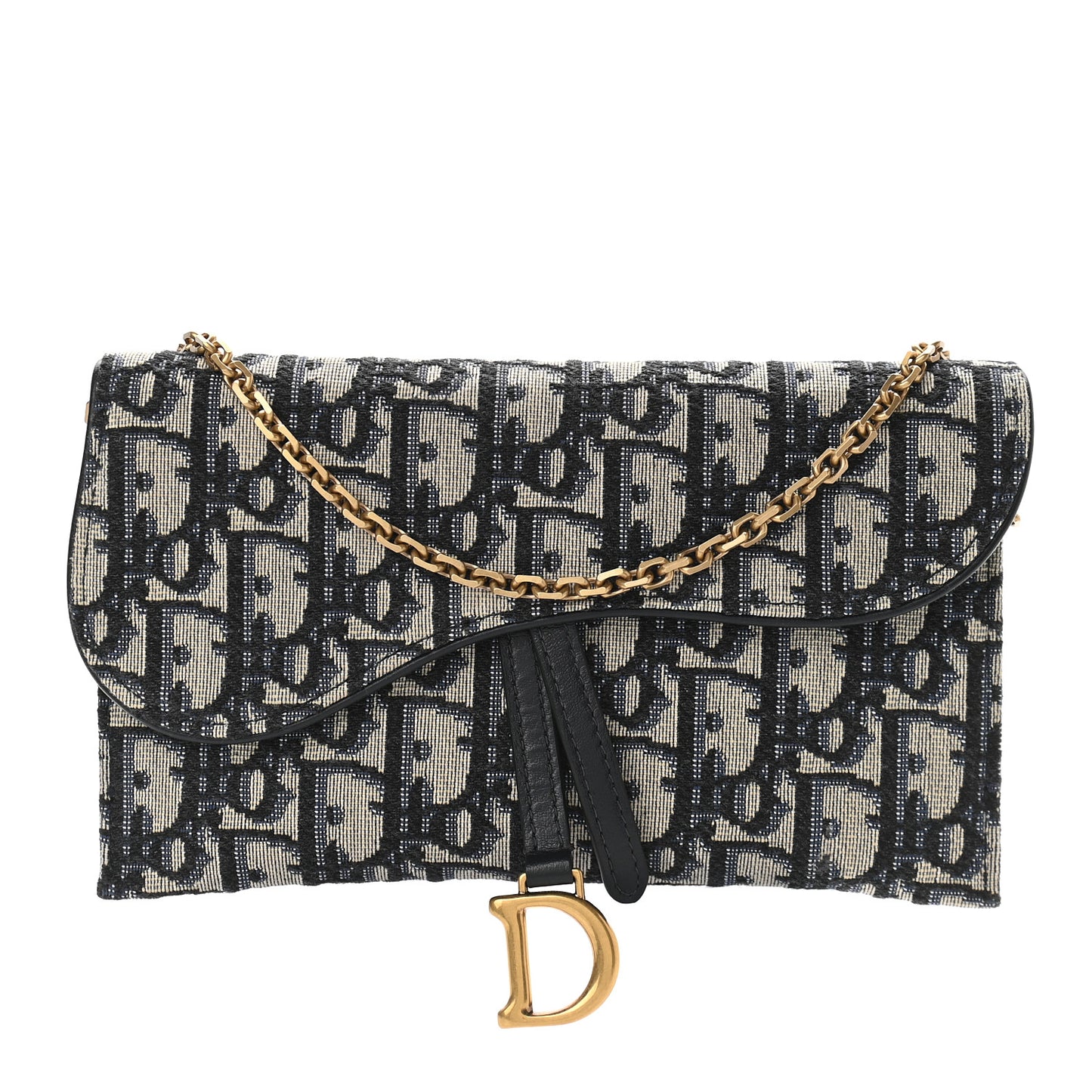 Oblique Saddle Chain Long Wallet Blue