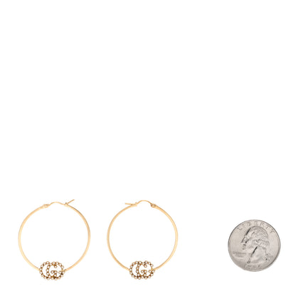Gucci 18K Yellow Gold Diamond Running GG Hoop Earrings 2 of 5