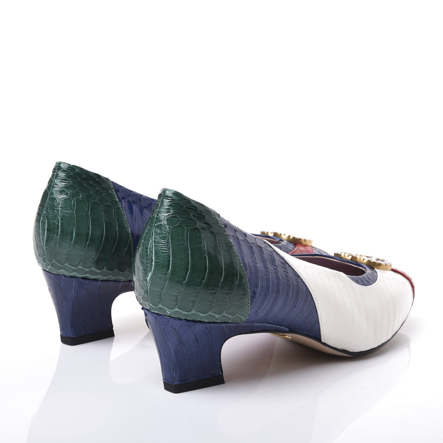 Gucci Snakeskin Crystal Double G Pumps 38.5 Multicolor 4 of 11