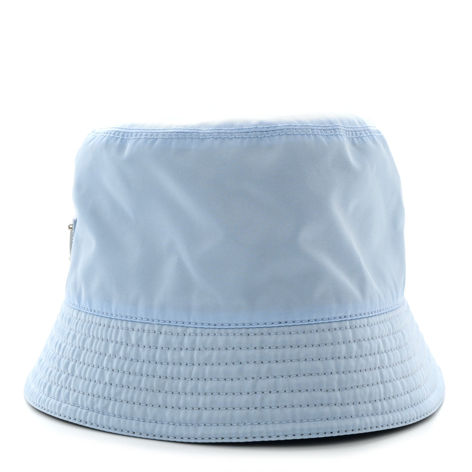 Prada Re-Nylon Metal Triangle Logo Womens Bucket Hat M Celeste 4 of 8