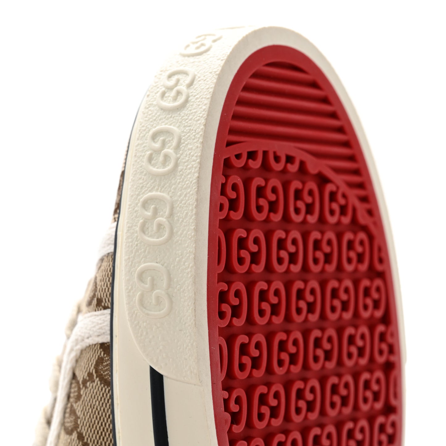 GG Monogram Web Womens 1977 Tennis Sneakers 39 Beige Ebony Mystic White