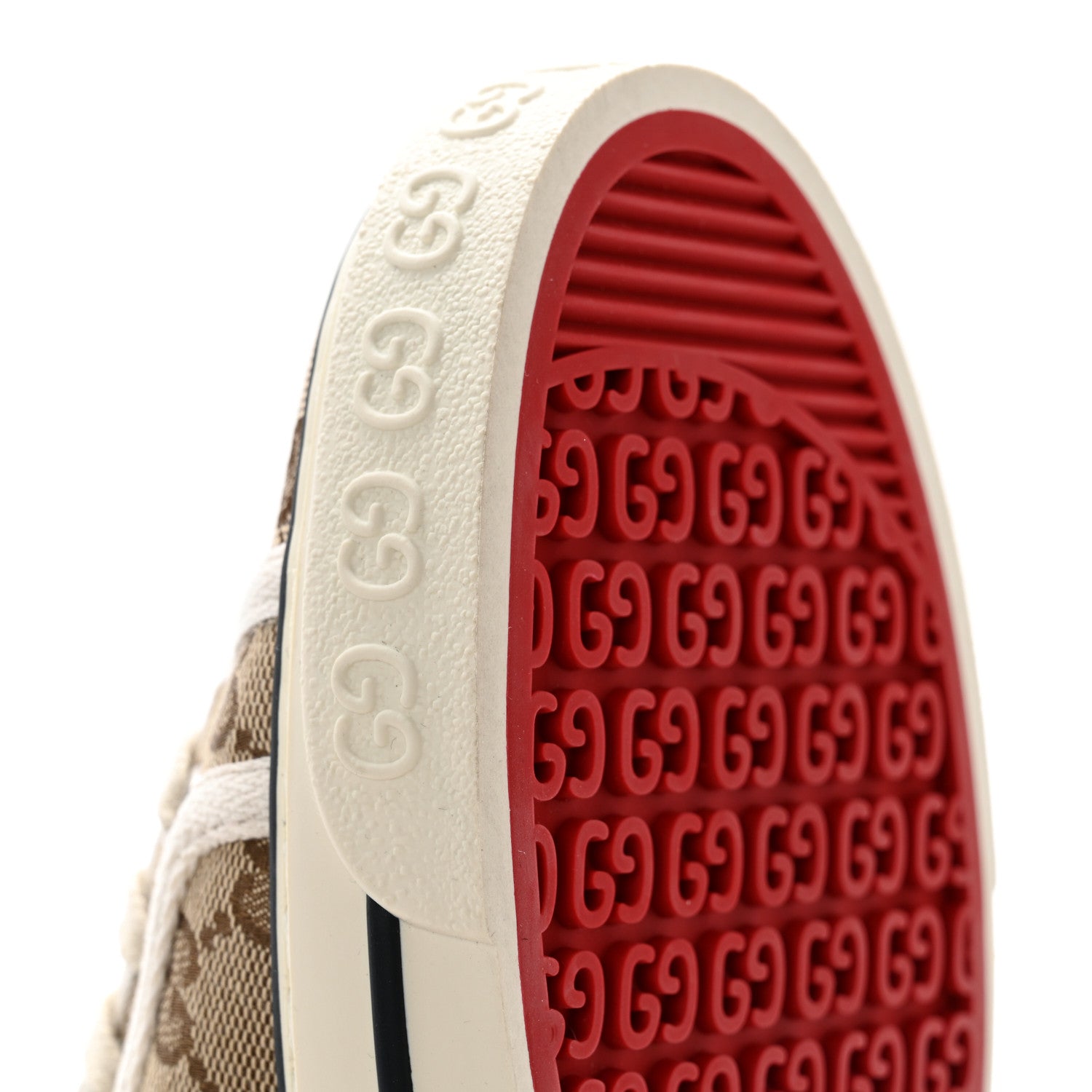 Gucci GG Monogram Web Womens 1977 Tennis Sneakers 39 Beige Ebony Mystic White 7 of 8