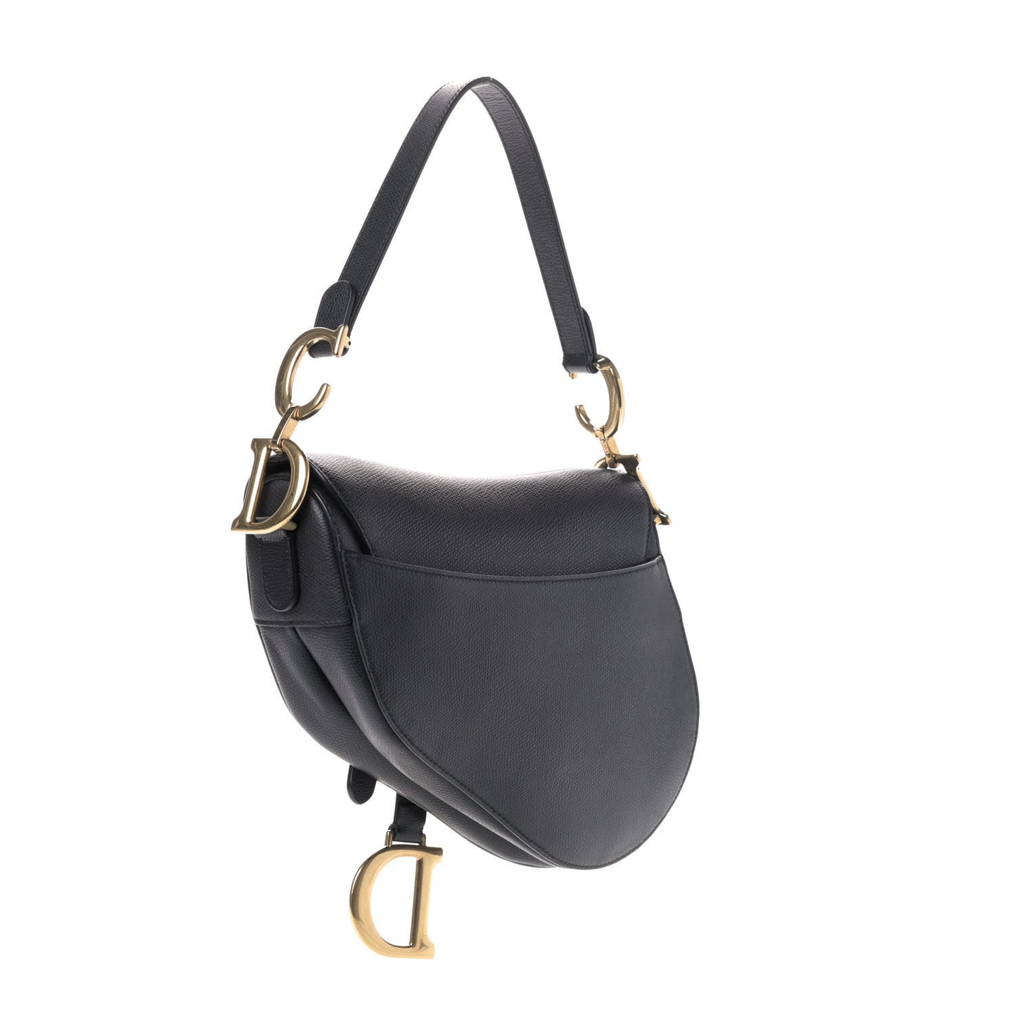 Grained Calfskin Saddle Bag Black