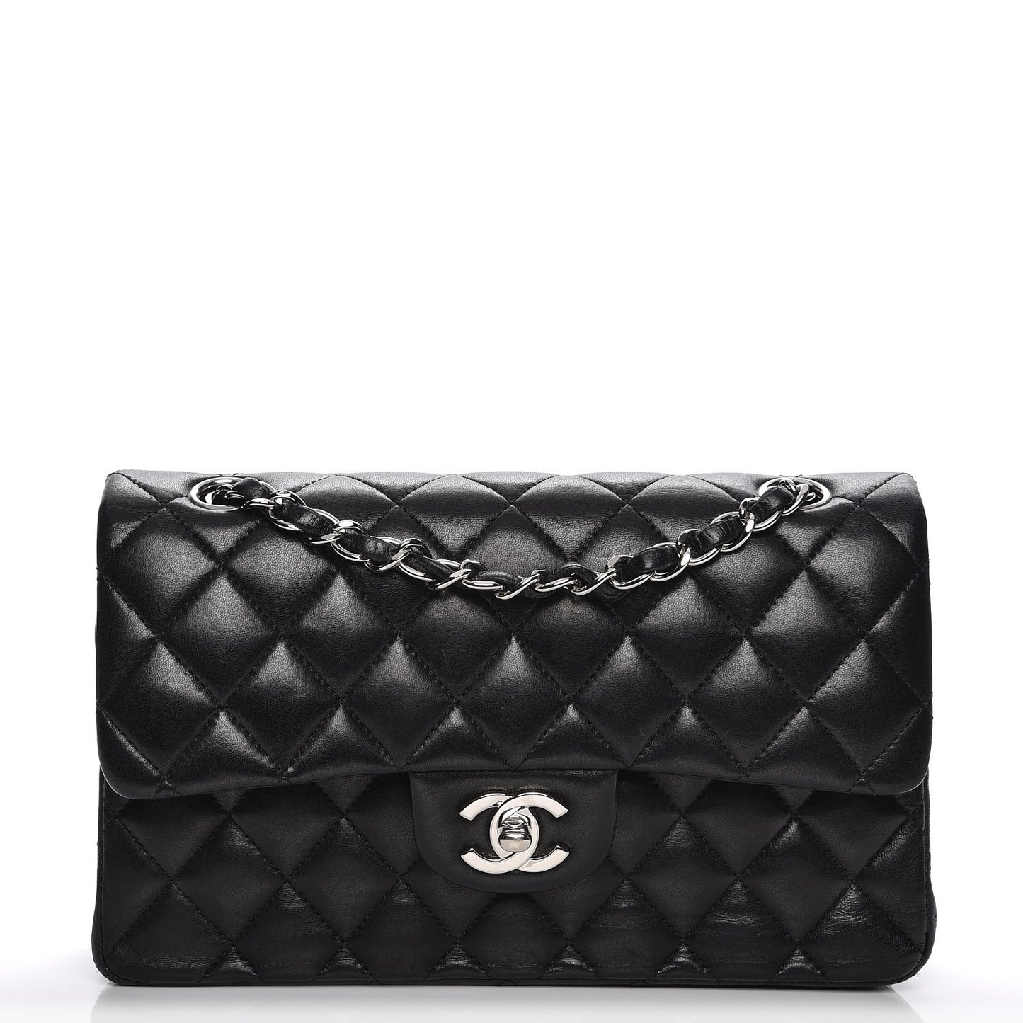 Lambskin Quilted Small Double Flap Black
