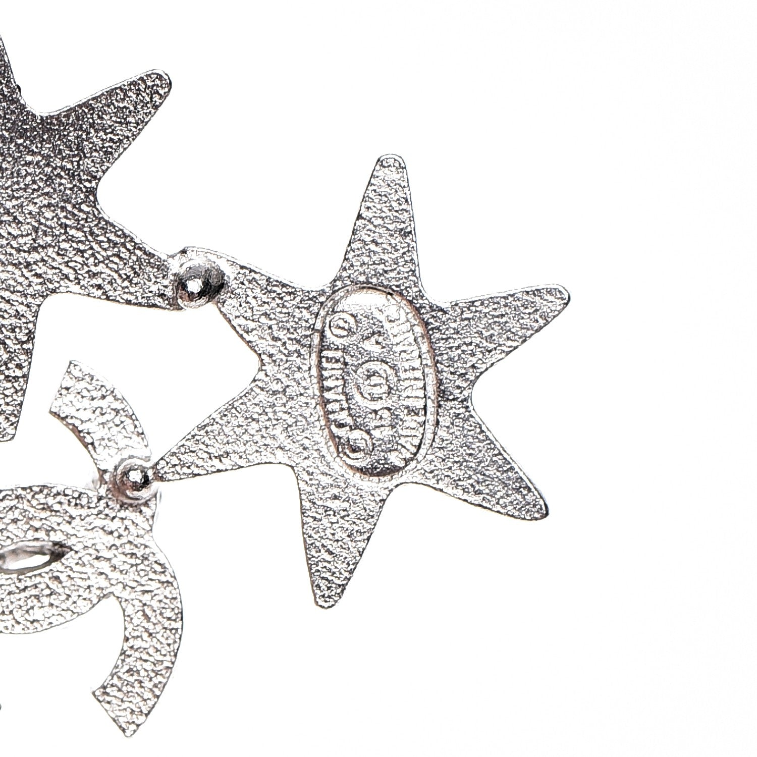 Chanel Crystal CC Star Earrings Silver 5 of 6