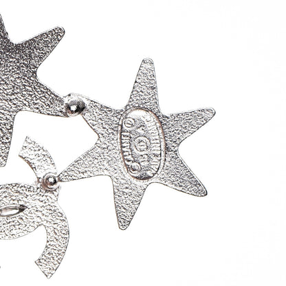 Chanel Crystal CC Star Earrings Silver 5 of 6