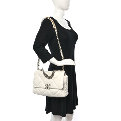 Chanel Lambskin Quilted Large Chanel 19 Flap White 2 of 9