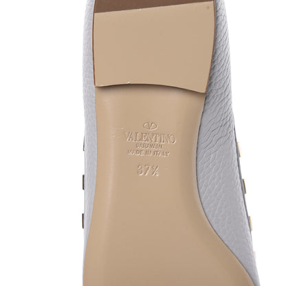 Valentino Garavani Pebbled Calfskin Rockstud Ballerina Flats 37.5 Pastel Grey 6 of 8