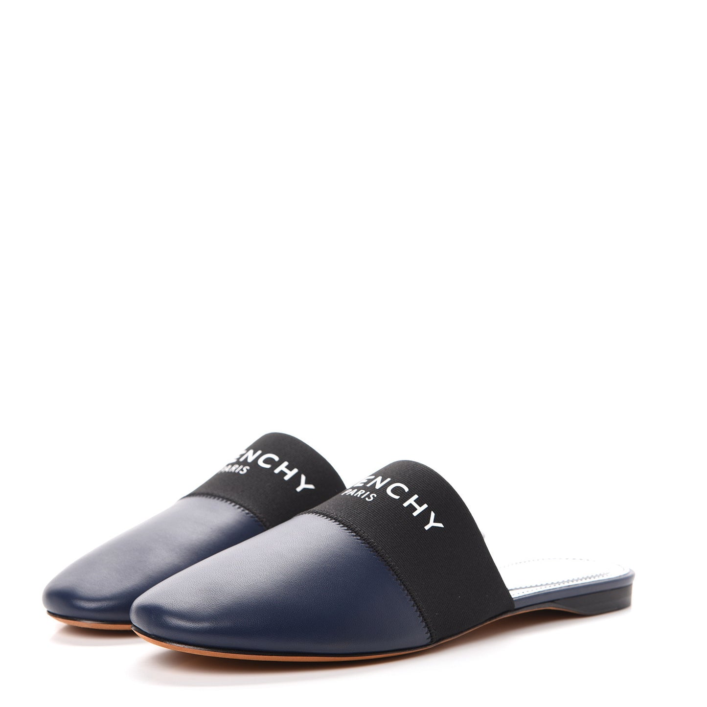 Calfskin Bedford Logo Mule Slides 38.5 Navy Black