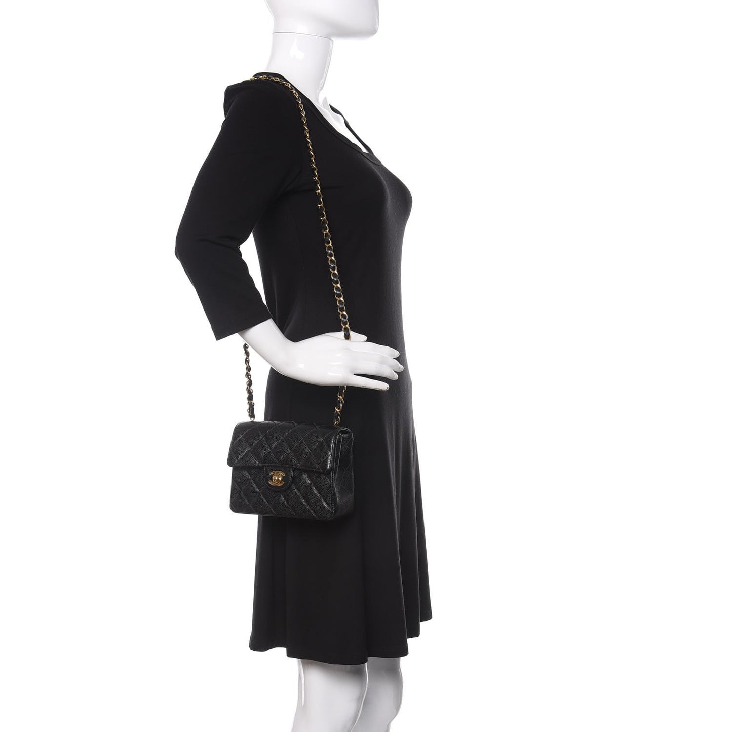 Caviar Quilted Mini Square Flap Black